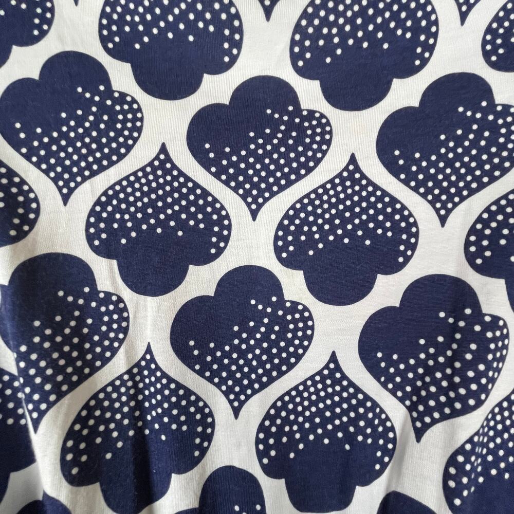 Boden White Blue Spades Print Dress 6P Petite Smocked Empire Waist V-Neck - Picture 4 of 7
